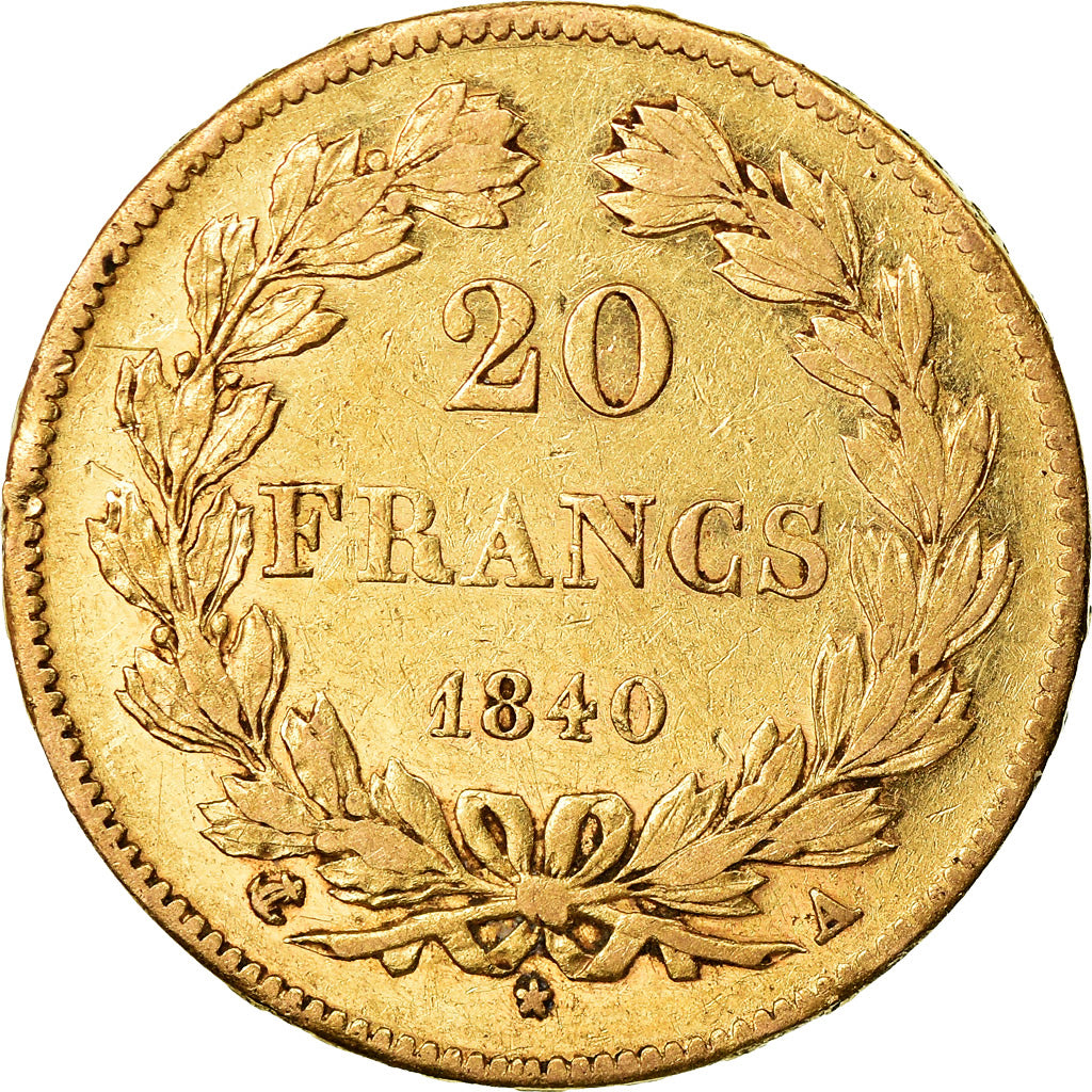 Moneda, Francia, Louis-Philippe, 20 Francs, 1840, Paris, MBC, Oro, KM:750.1