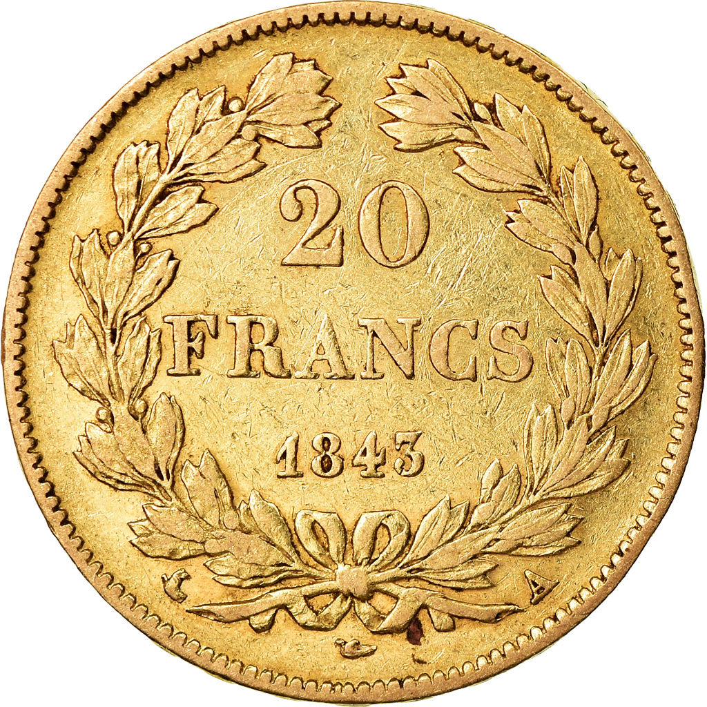 Monnaie, France, Louis-Philippe, 20 Francs, 1843, Paris, TTB, Or, Gadoury:1031