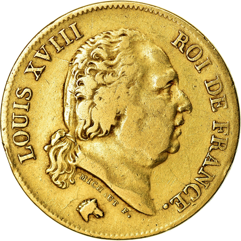 Coin, France, Louis XVIII, 40 Francs, 1818, Lille, VF(30-35), Gold, KM 713.6