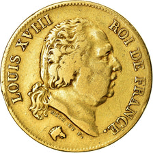 Coin, France, Louis XVIII, 40 Francs, 1818, Lille, VF(30-35), Gold, KM 713.6