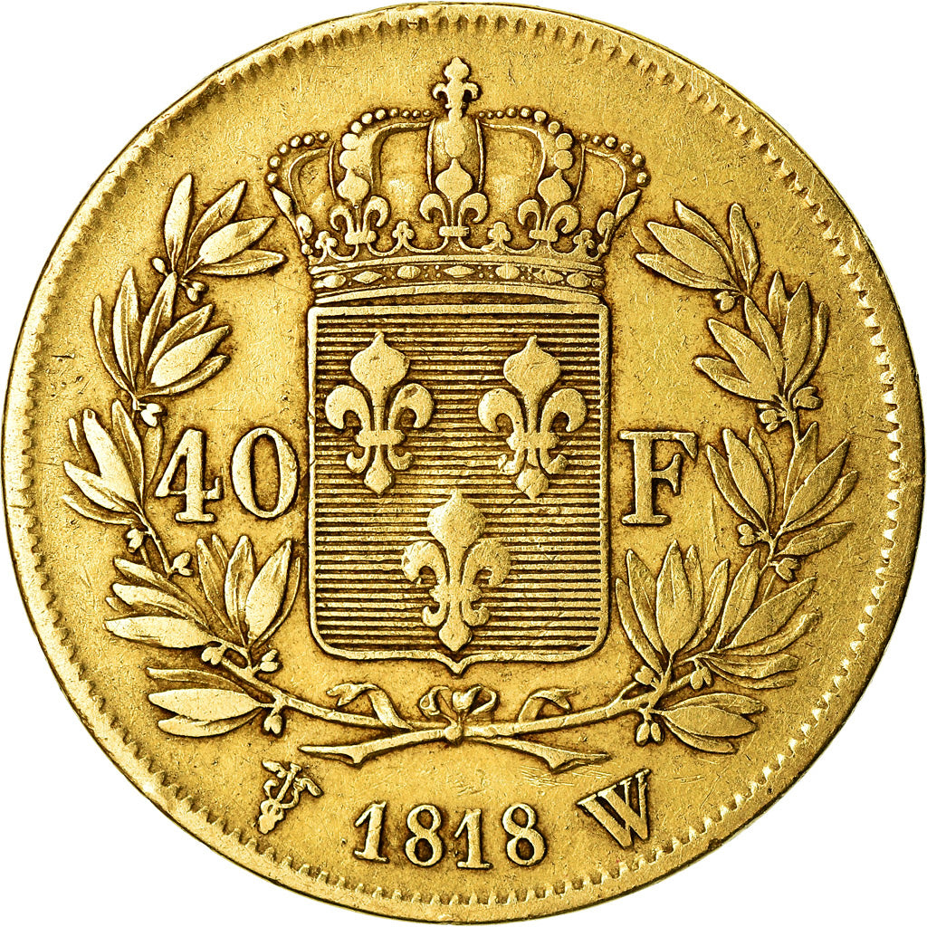 Coin, France, Louis XVIII, 40 Francs, 1818, Lille, VF(30-35), Gold, KM 713.6