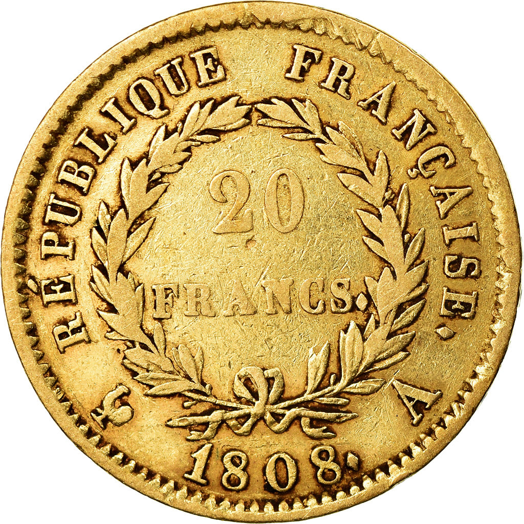 Moeda, França, Napoléon I, 20 Francs, 1808, Paris, EF(40-45), Dourado