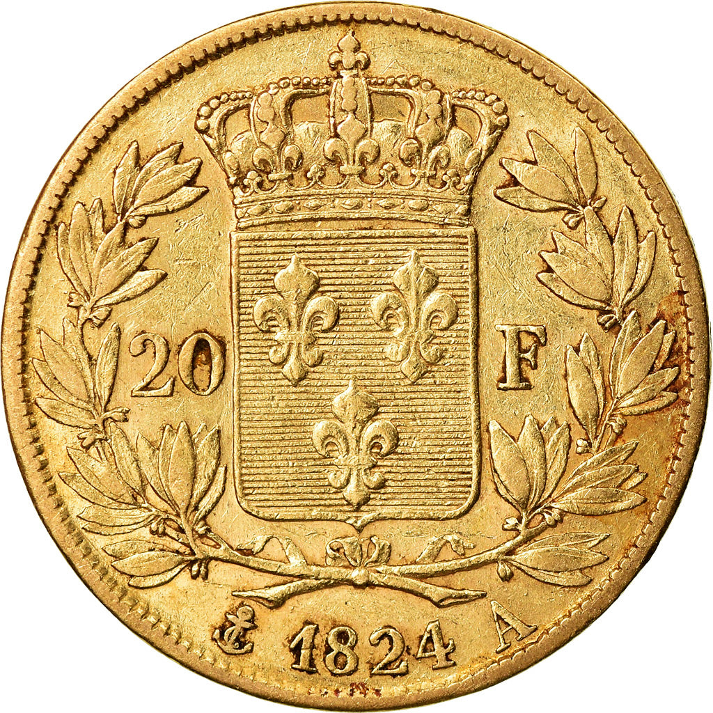 Monnaie, France, Louis XVIII, 20 Francs, 1824, Paris, TB+, Or