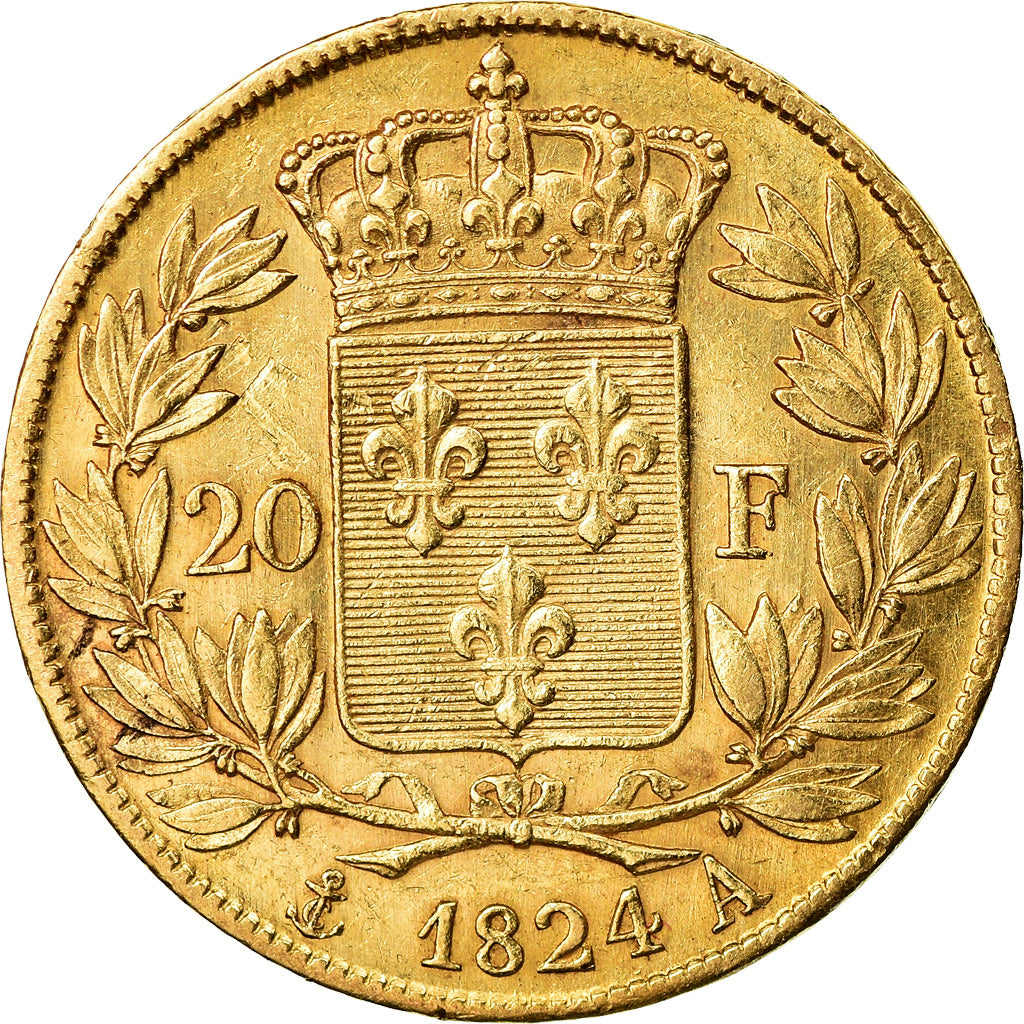 Moneta, Francja, Louis XVIII, 20 Francs, 1824, Paris, EF(40-45)