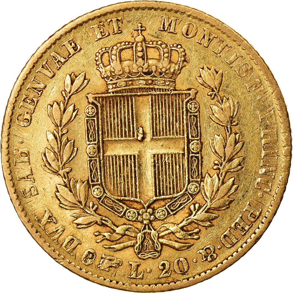 Moneda, Estados italianos, SARDINIA, Carlo Alberto, 20 Lire, 1834, Torino, MBC
