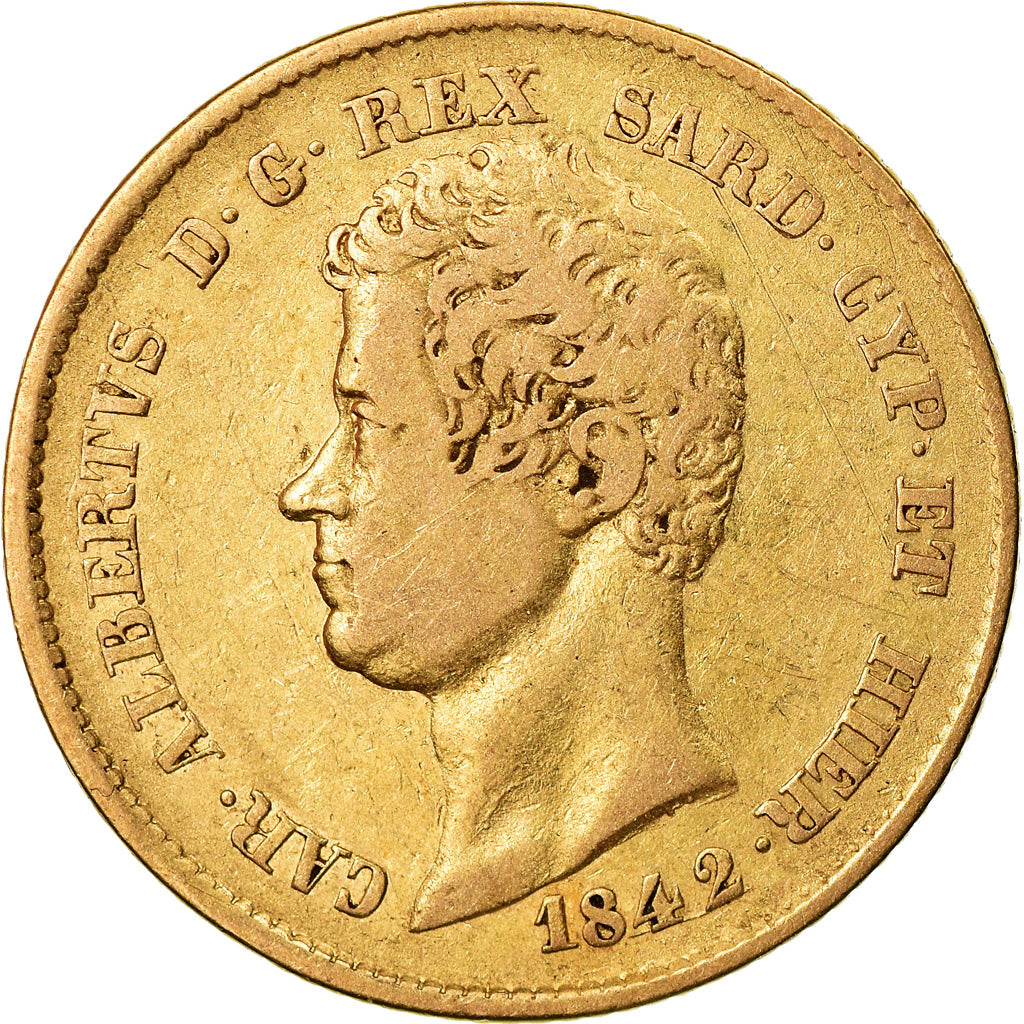Münze, Italien Staaten, SARDINIA, Carlo Alberto, 20 Lire, 1842, Genoa, S+