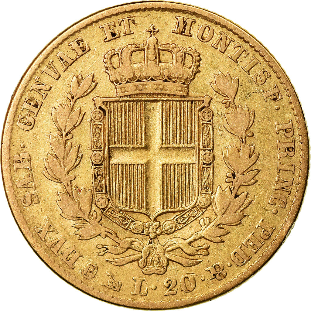 Münze, Italien Staaten, SARDINIA, Carlo Alberto, 20 Lire, 1842, Genoa, S+