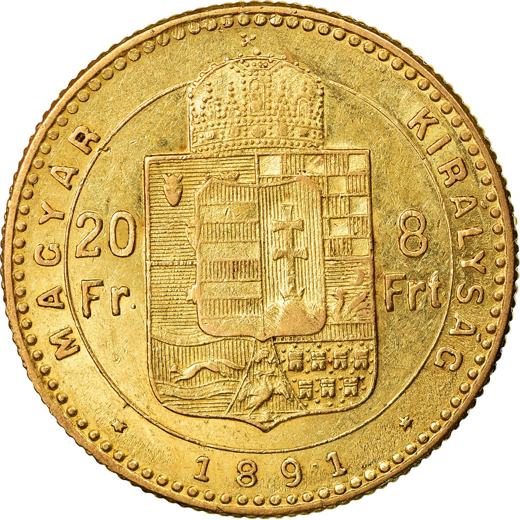 Moeda, Hungria, Franz Joseph I, 8 Forint, 1891, Kormoczbanya, AU(50-53)