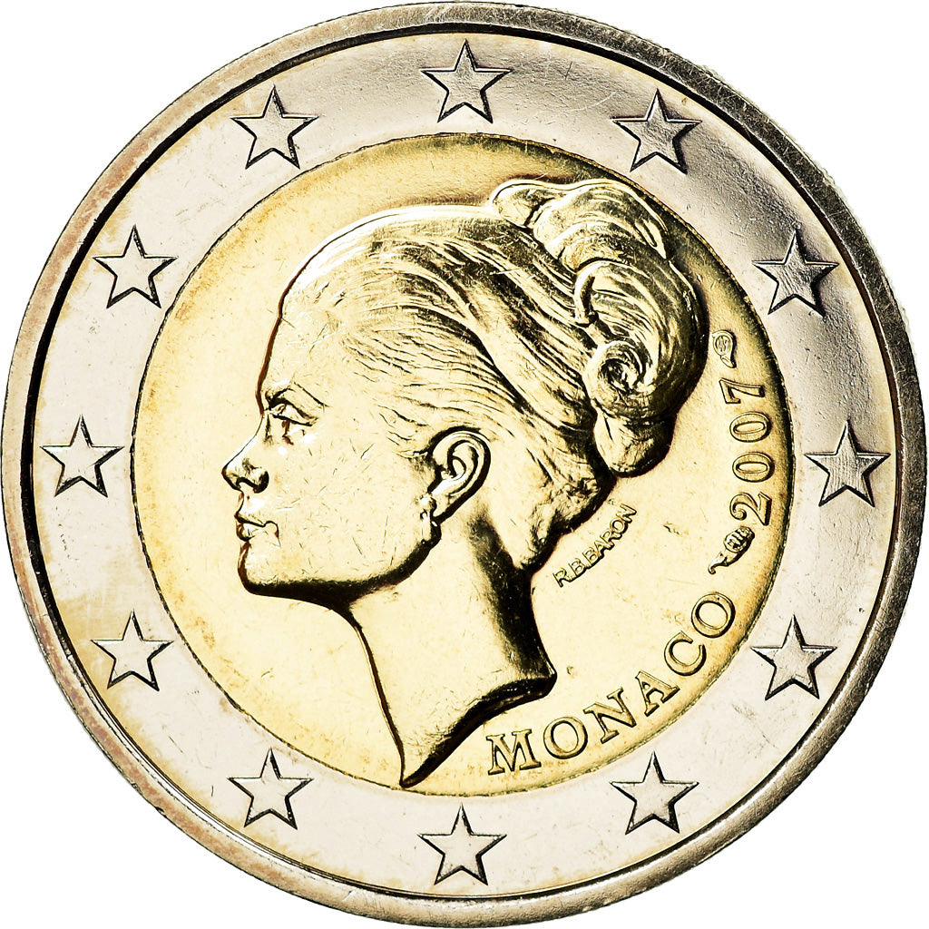 Monaco, 2 Euro, 2007, Sans fourreau, MS(65-70), Bi-Metallic, Gadoury:MC 198