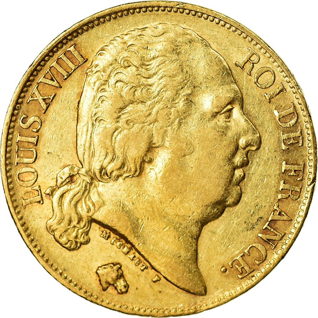 Moneta, Francia, Louis XVIII, 20 Francs, 1817, Paris, BB, Oro