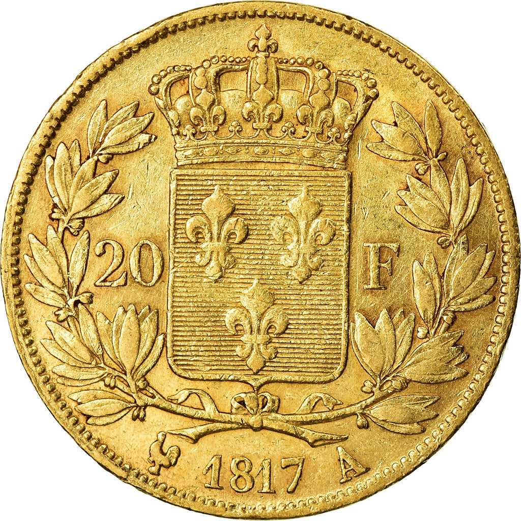 Moneta, Francia, Louis XVIII, 20 Francs, 1817, Paris, BB, Oro