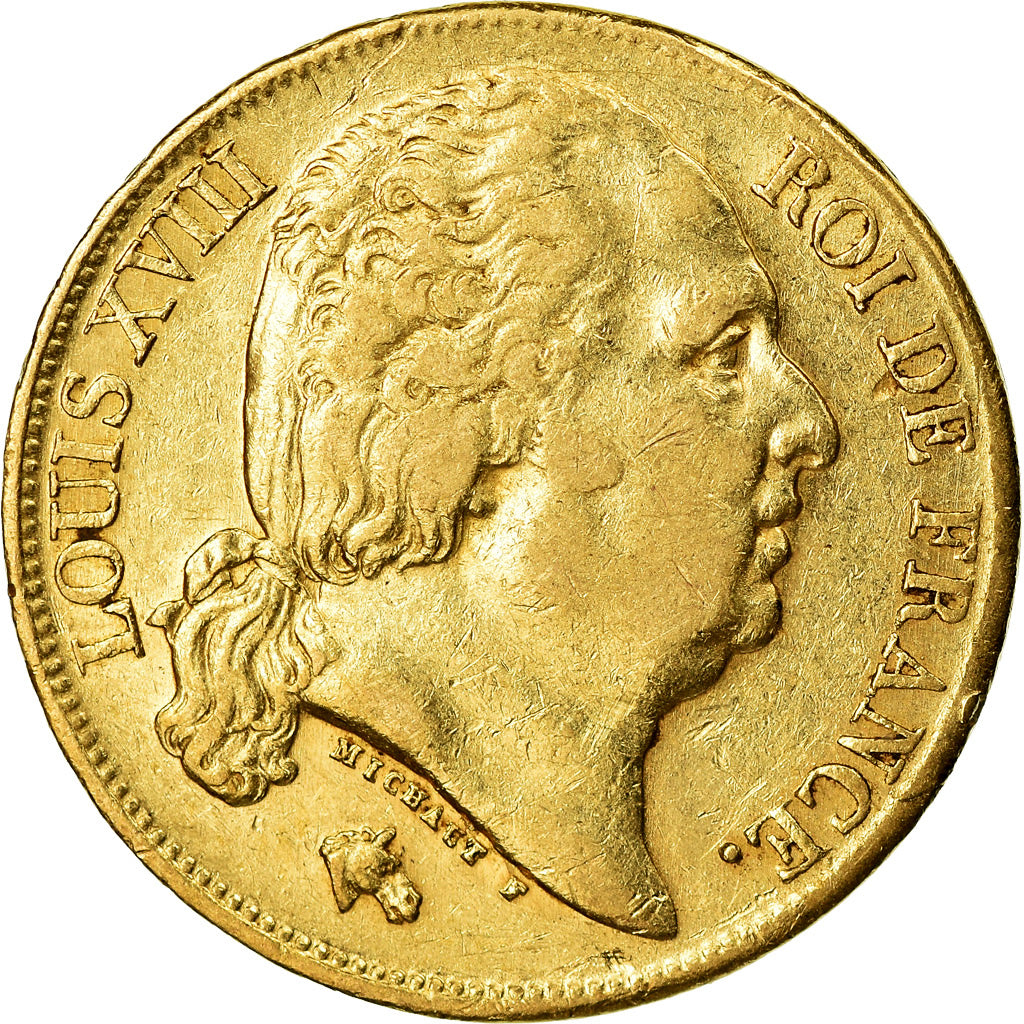 Munten, Frankrijk, Louis XVIII, 20 Francs, 1818, Paris, ZF, Goud