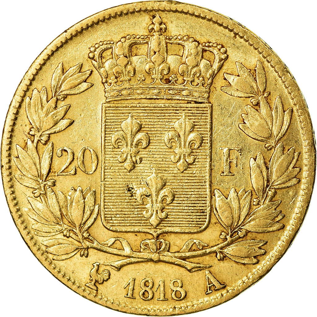 Munten, Frankrijk, Louis XVIII, 20 Francs, 1818, Paris, ZF, Goud