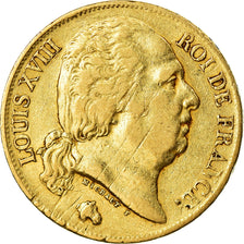 Coin, France, Louis XVIII, 20 Francs, 1818, Paris, EF(40-45), Gold, KM 712.1