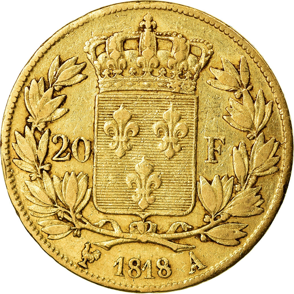 Coin, France, Louis XVIII, 20 Francs, 1818, Paris, EF(40-45), Gold, KM 712.1