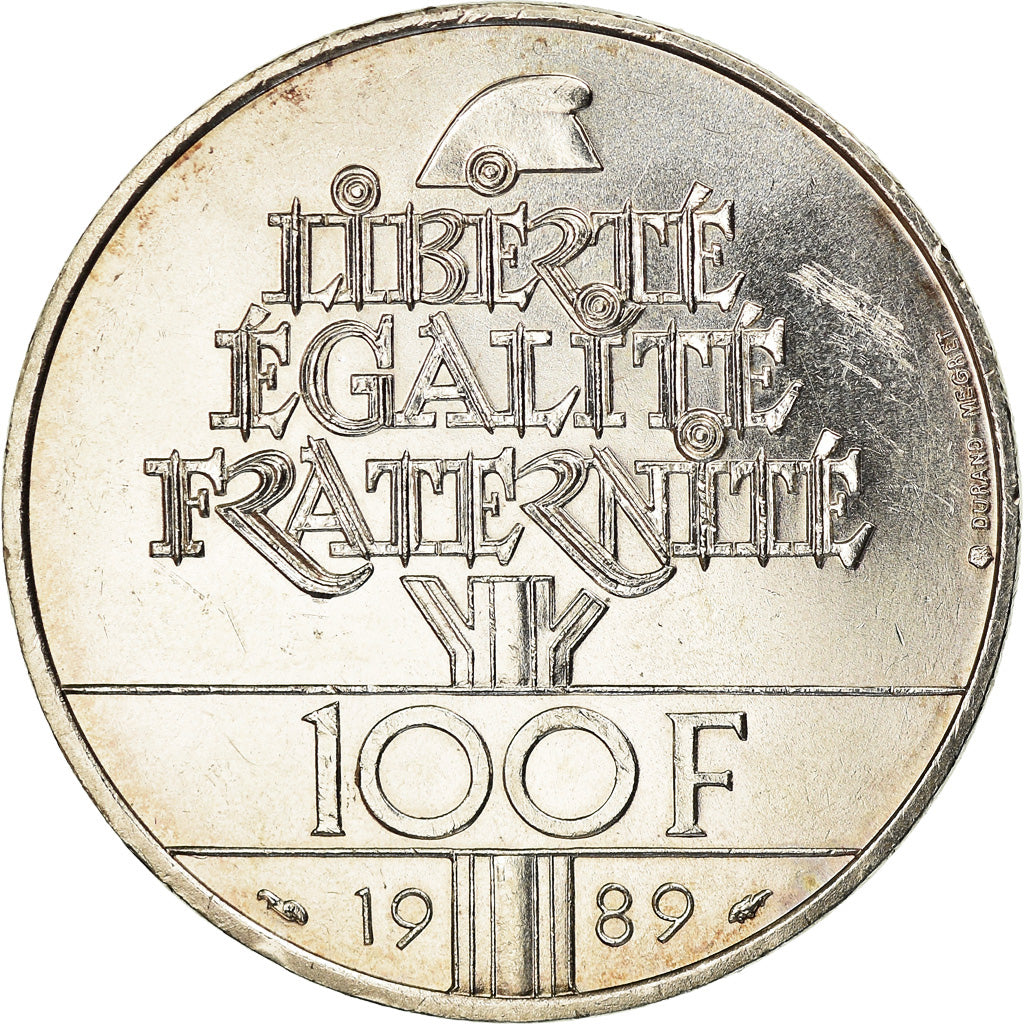 Munten, Frankrijk, Droits de l'Homme, 100 Francs, 1989, PR, Zilver, KM:970