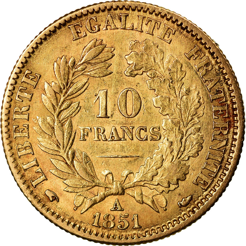 Monnaie, France, Cérès, 10 Francs, 1851, Paris, TTB+, Or, Gadoury:1012, KM:770