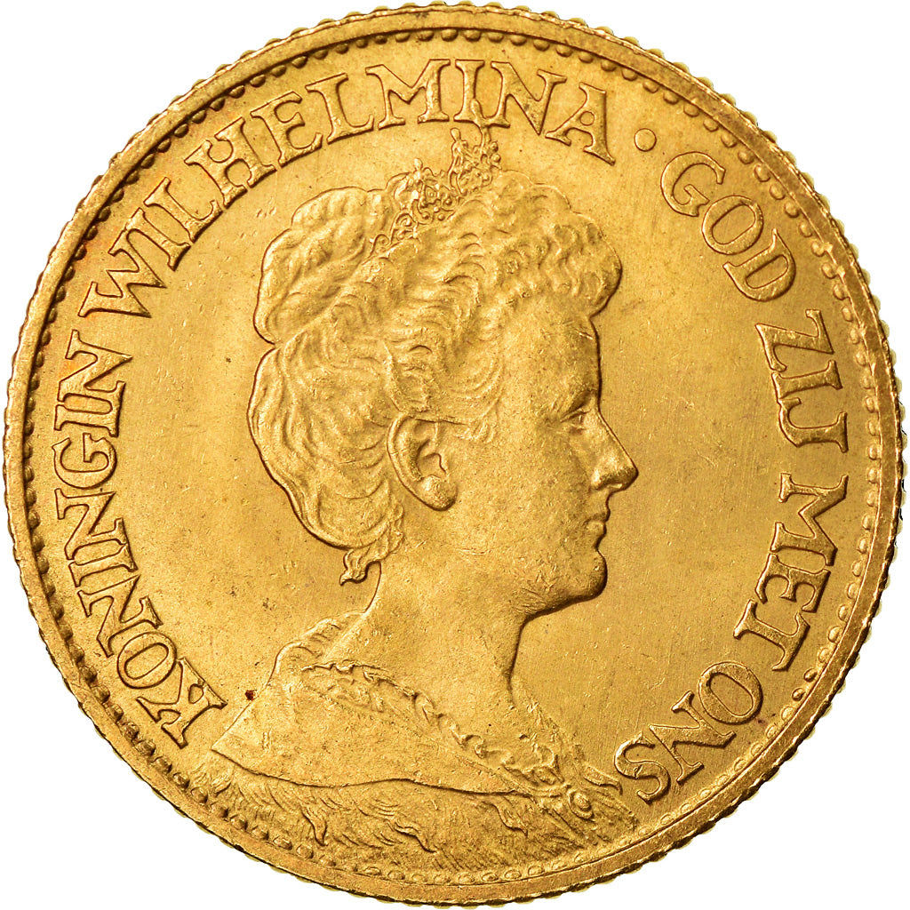 Moneda, Países Bajos, Wilhelmina I, 10 Gulden, 1913, EBC, Oro, KM:149