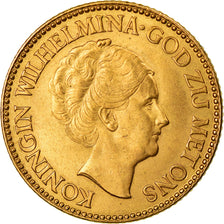Coin, Netherlands, Wilhelmina I, 10 Gulden, 1933, AU(55-58), Gold, KM:162
