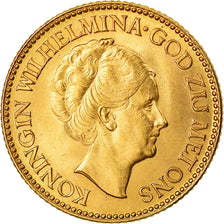 Coin, Netherlands, Wilhelmina I, 10 Gulden, 1925, AU(55-58), Gold, KM:162