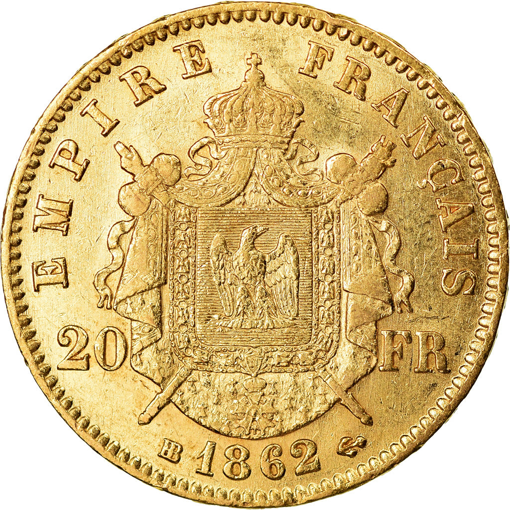 Moneta, Francja, Napoleon III, 20 Francs, 1862, Strasbourg, AU(55-58)