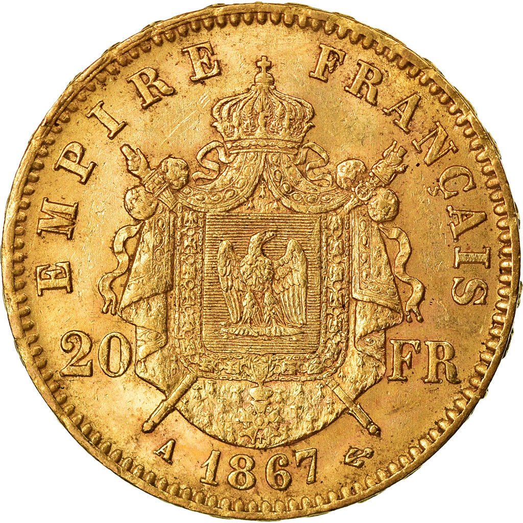 Monnaie, France, Napoleon III, 20 Francs, 1867, Paris, SUP, Or