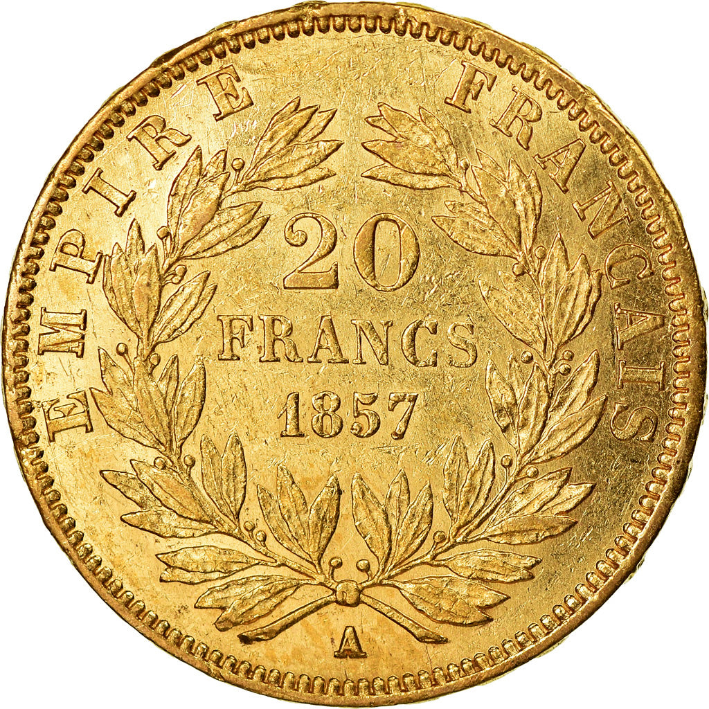 Moneda, Francia, Napoleon III, 20 Francs, 1857, Paris, EBC, Oro