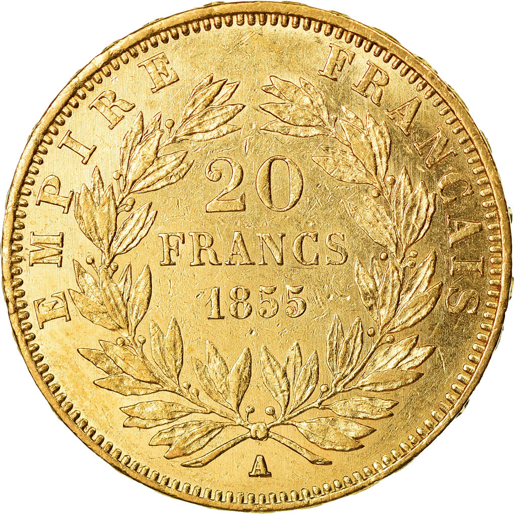 Moneta, Francia, Napoleon III, 20 Francs, 1855, Paris, BB+, Oro