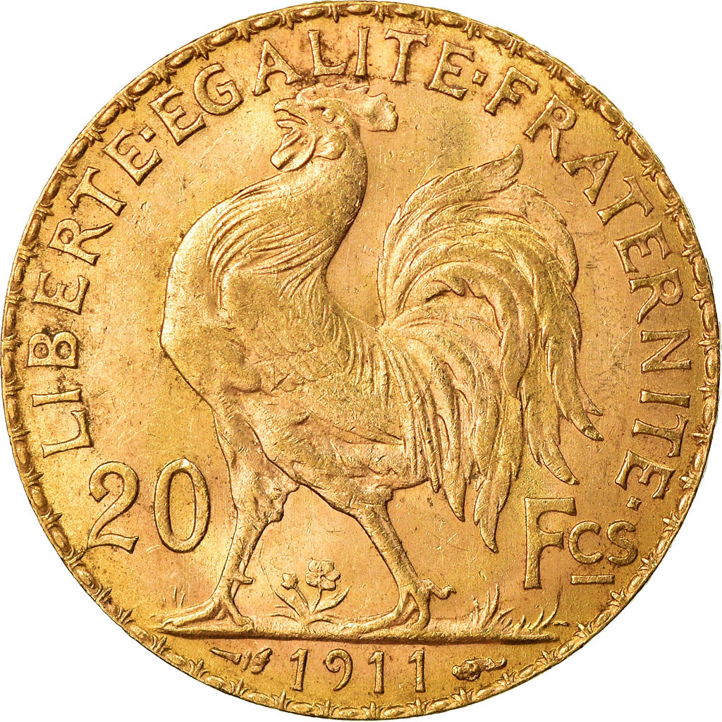 Moneta, Francja, Marianne, 20 Francs, 1911, Paris, AU(55-58), Złoto, KM:857