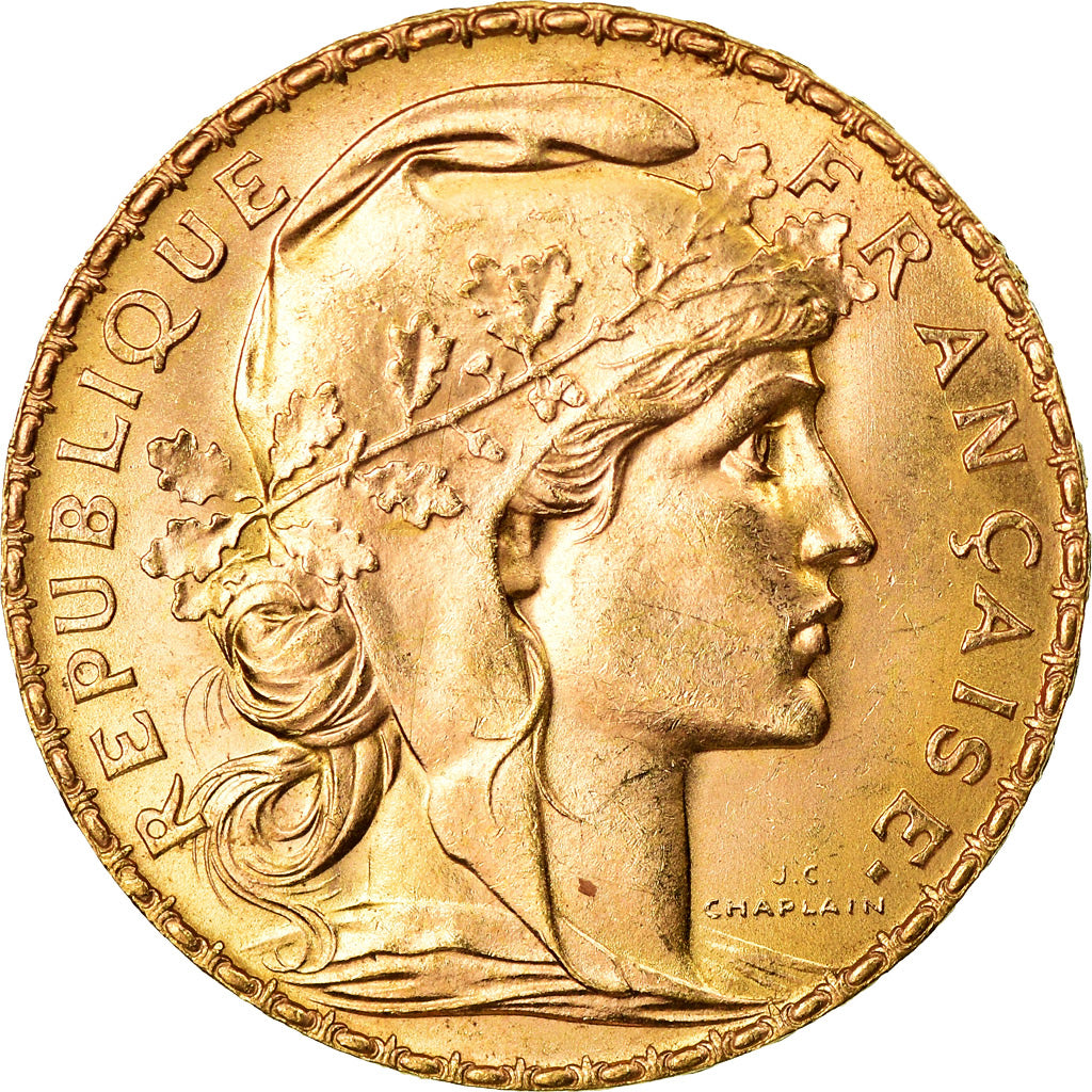 Munten, Frankrijk, Marianne, 20 Francs, 1909, Paris, PR, Goud, KM:857