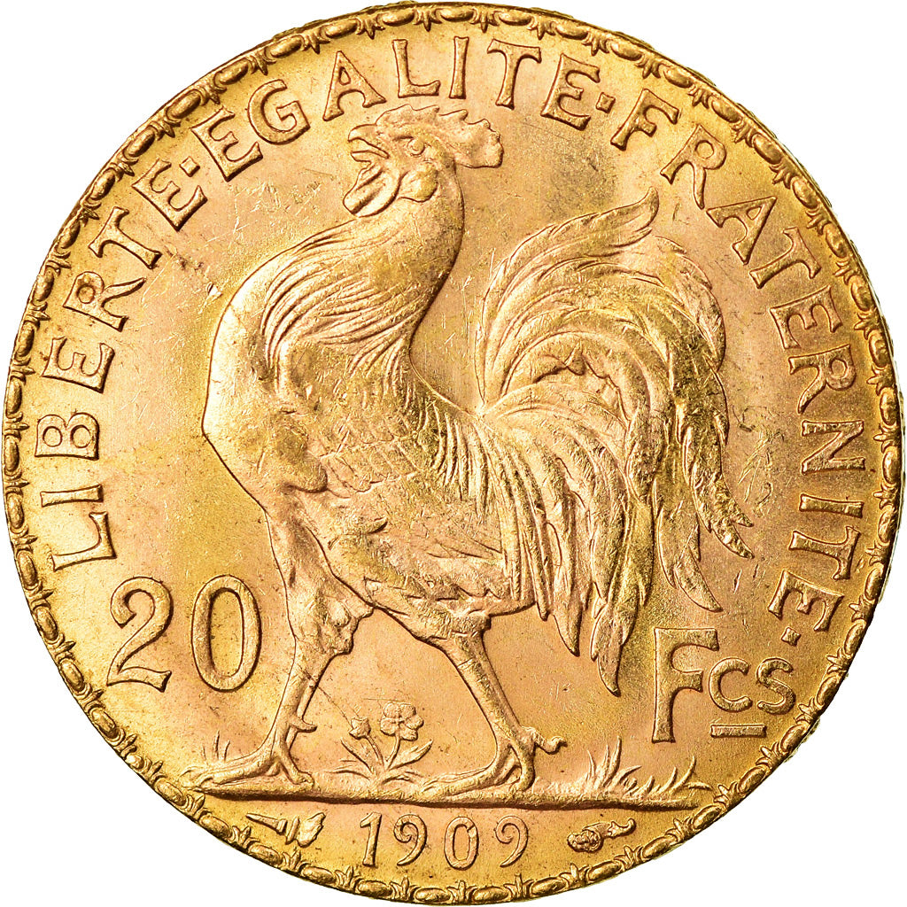 Munten, Frankrijk, Marianne, 20 Francs, 1909, Paris, PR, Goud, KM:857