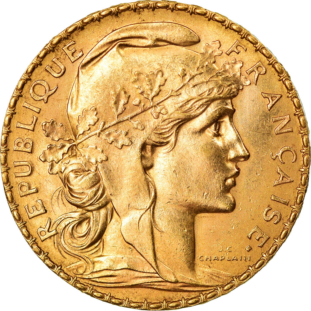 Moneda, Francia, Marianne, 20 Francs, 1909, Paris, EBC, Oro, KM:857