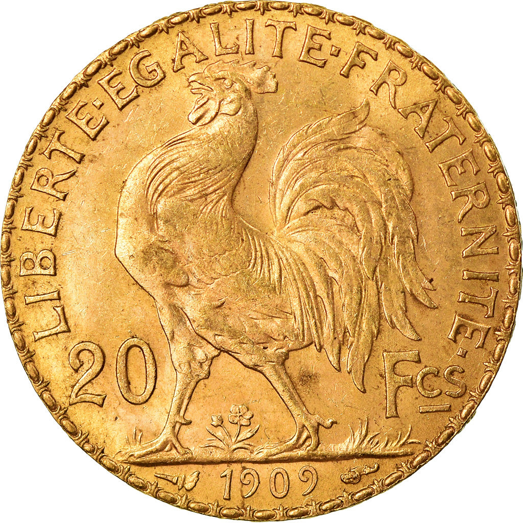 Moneda, Francia, Marianne, 20 Francs, 1909, Paris, EBC, Oro, KM:857