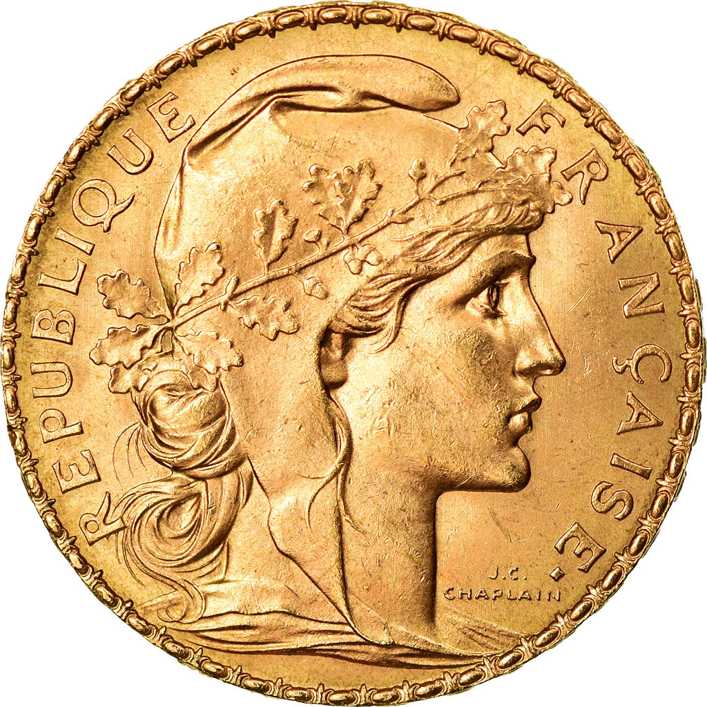 Munten, Frankrijk, Marianne, 20 Francs, 1909, Paris, PR, Goud, KM:857