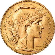 Munten, Frankrijk, Marianne, 20 Francs, 1909, Paris, PR, Goud, KM:857