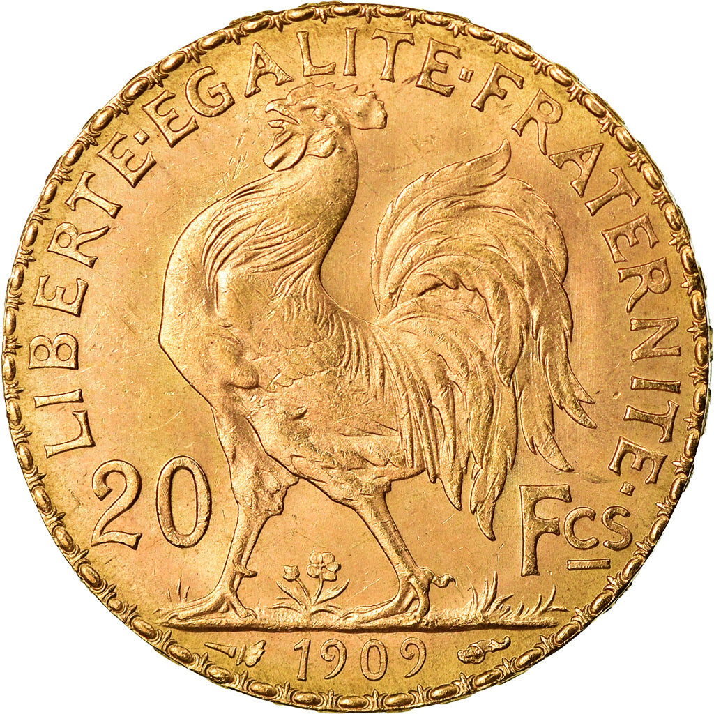 Munten, Frankrijk, Marianne, 20 Francs, 1909, Paris, PR, Goud, KM:857
