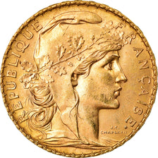 Moneta, Francja, Marianne, 20 Francs, 1910, Paris, AU(55-58), Złoto, KM:857