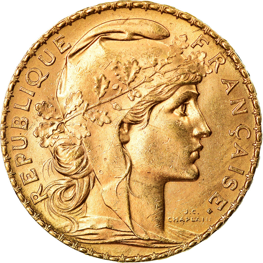 Moneda, Francia, Marianne, 20 Francs, 1908, Paris, EBC, Oro, KM:857