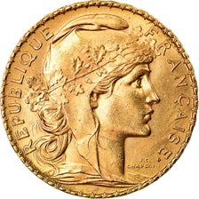 Moneda, Francia, Marianne, 20 Francs, 1908, Paris, EBC, Oro, KM:857