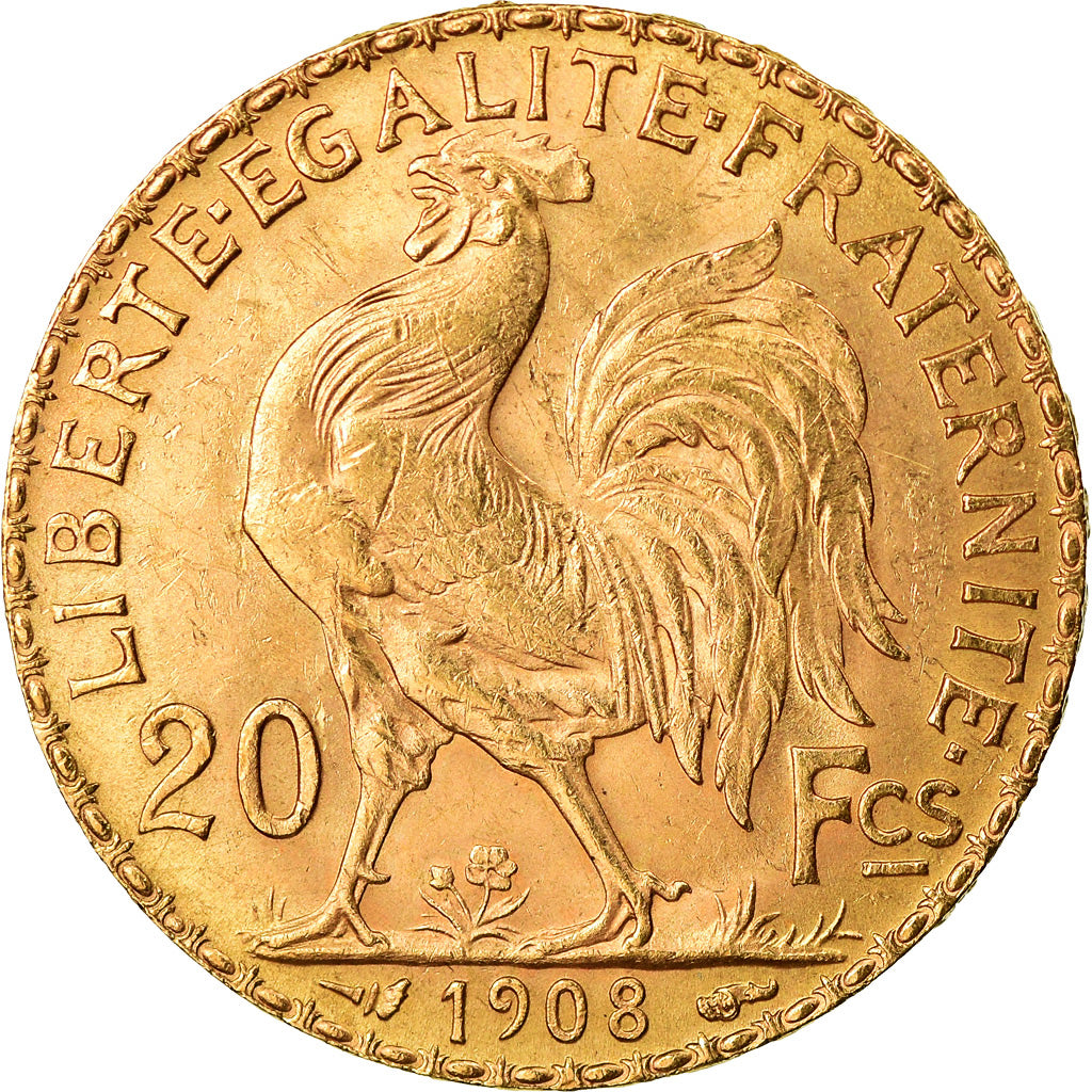 Moneda, Francia, Marianne, 20 Francs, 1908, Paris, EBC, Oro, KM:857