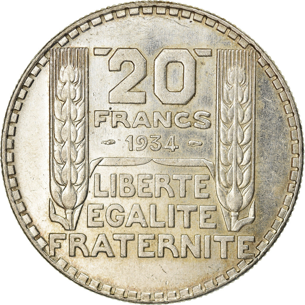 Moneda, Francia, Turin, 20 Francs, 1934, Paris, EBC, Plata, KM:879, Gadoury:852