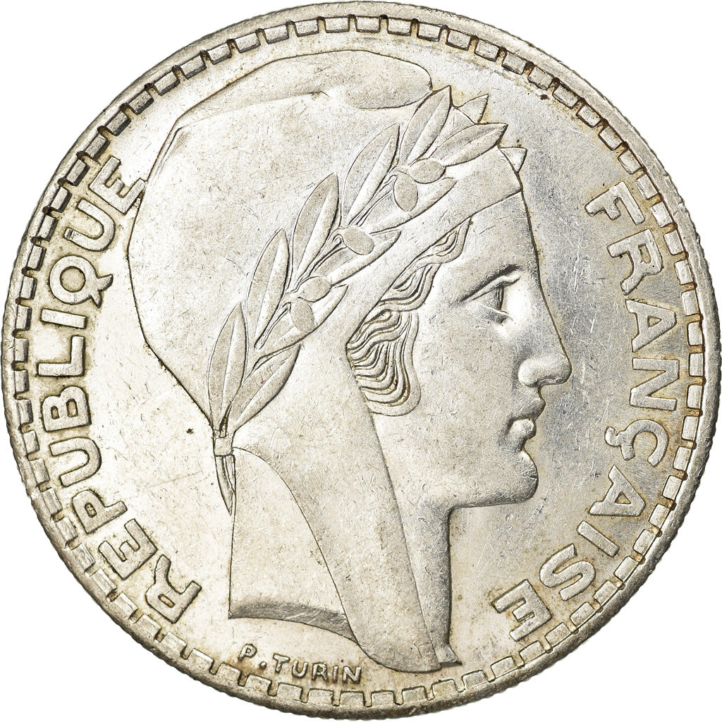 Moeda, França, Turin, 20 Francs, 1938, Paris, AU(55-58), Prata, KM:879