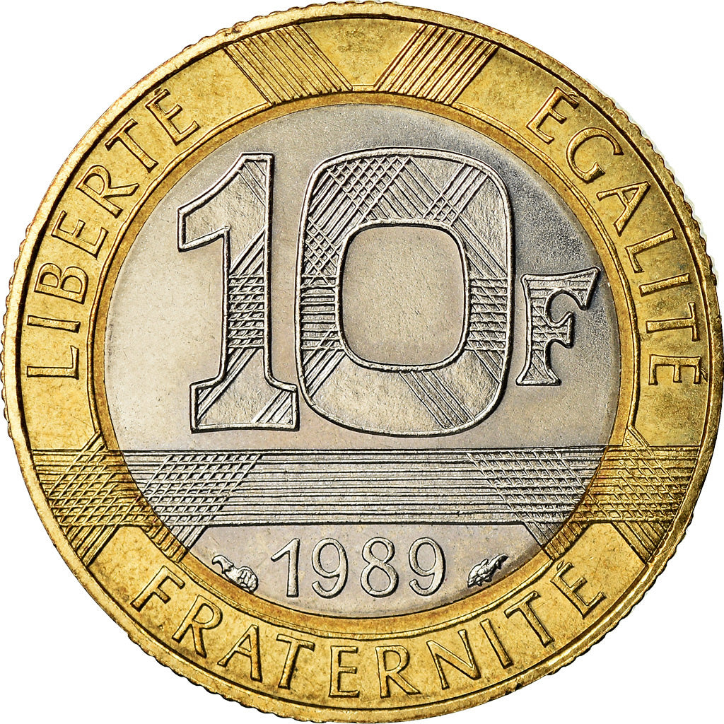 Münze, Frankreich, Montesquieu, 10 Francs, 1989, UNZ, Bi-Metallic, KM:969