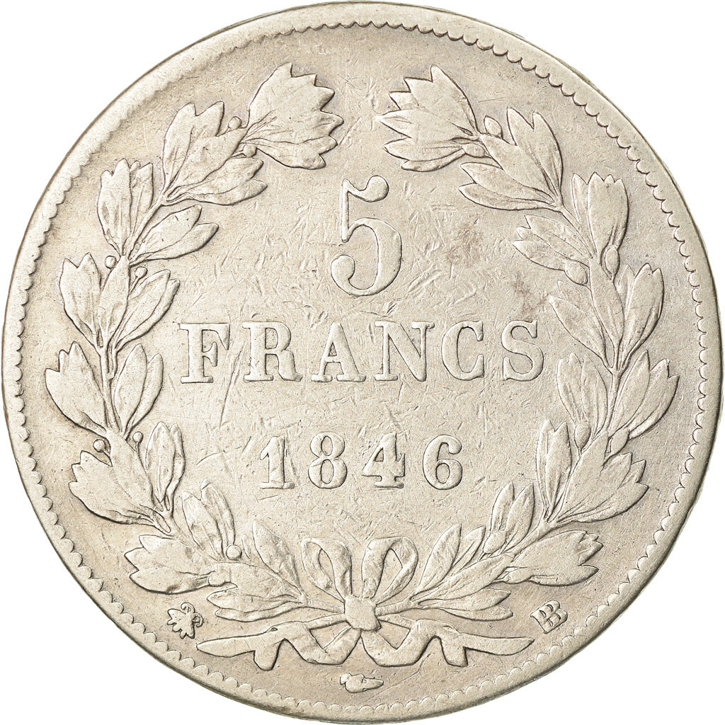 Coin, France, Louis-Philippe, 5 Francs, 1846, Strasbourg, VF(30-35), Silver