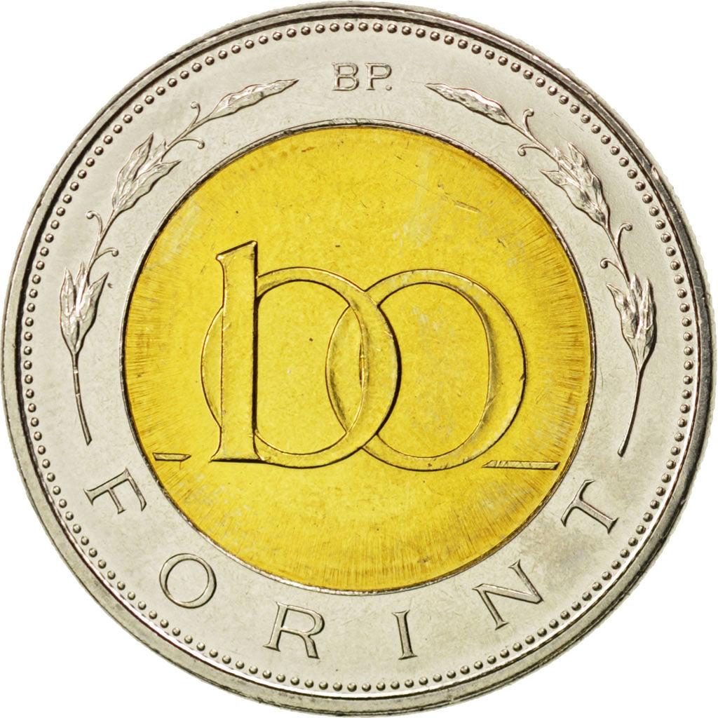 HUNGARY, 100 Forint, 2008, Budapest, KM #721, MS(63), Bi-Metallic, 23.8, 7.94