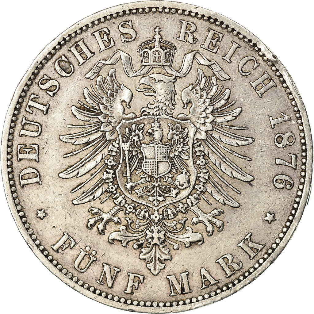 Coin, German States, PRUSSIA, Wilhelm I, 5 Mark, 1876, Berlin, EF(40-45)