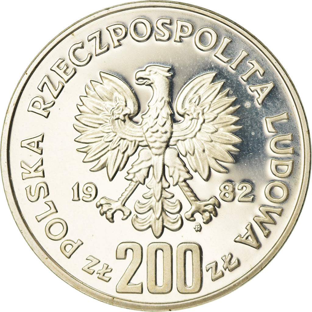 Coin, Poland, 200 Zlotych, 1982, Warsaw, MS(63), Silver, KM:130