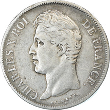 Coin, France, Charles X, 5 Francs, 1827, Marseille, VF(30-35), Silver