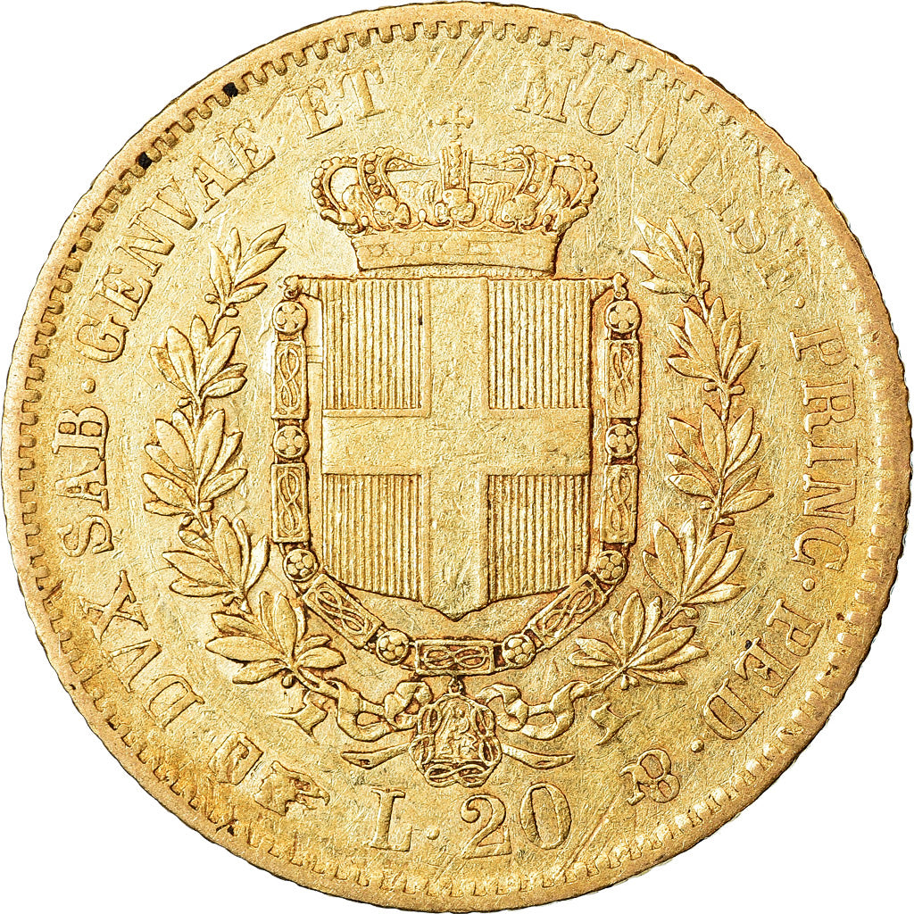 Moneta, SARDINIA, Vittorio Emanuele II, 20 Lire, 1861,Torino, AU(50-53)