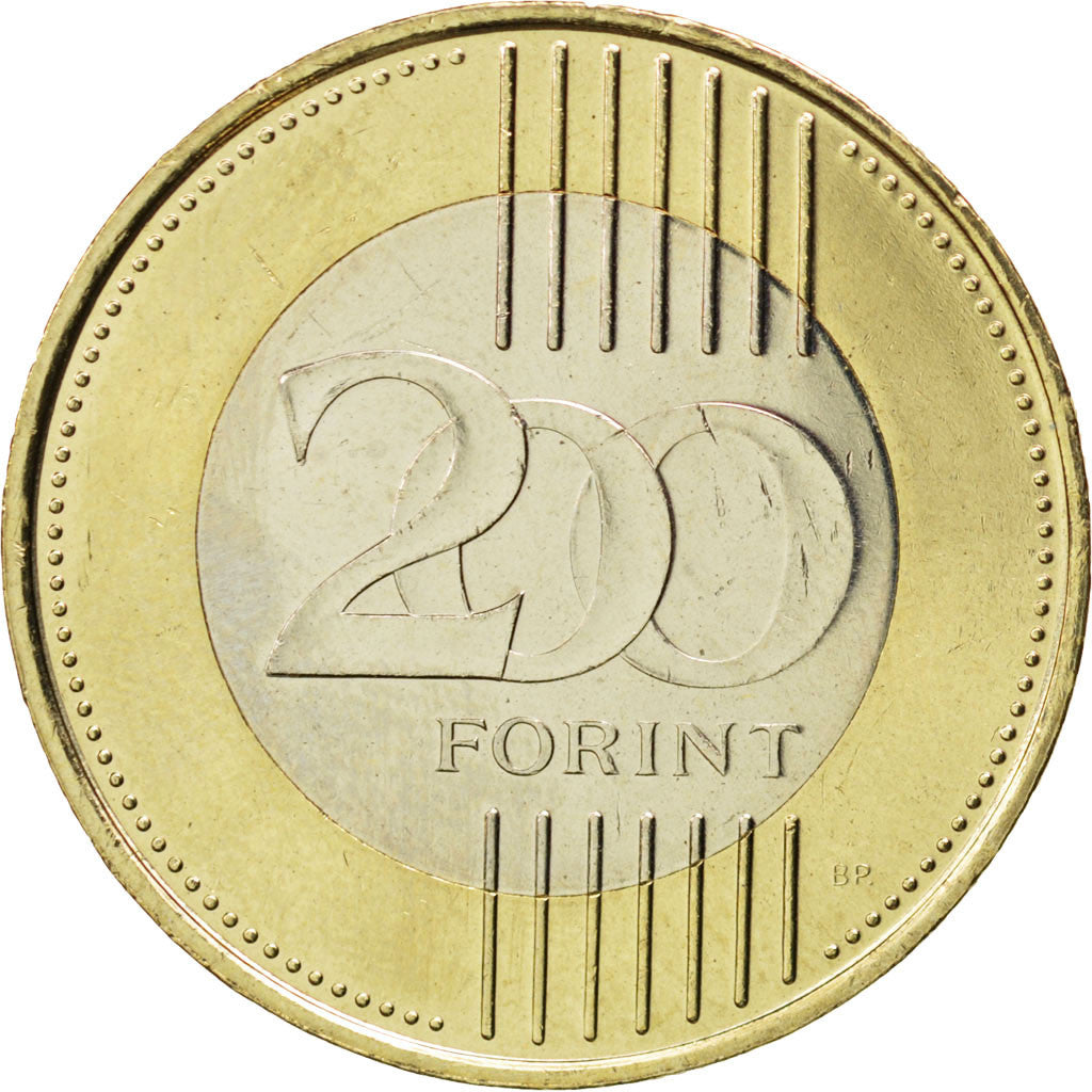 HUNGARY, 200 Forint, 2010, Budapest, KM #826, MS(63), Bi-Metallic, 28.3, 9.07
